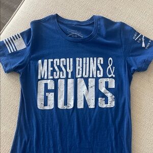 Grunt Style Blue 'Messy Buns & Guns' Kids T-Shirt